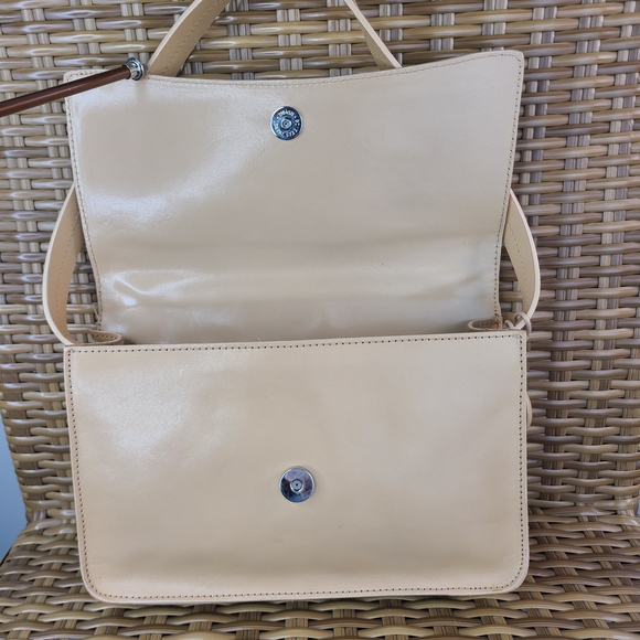 Monsac Original Handbag Purse Shoulder Bag Beige Genuine Leather - Picture 14 of 16